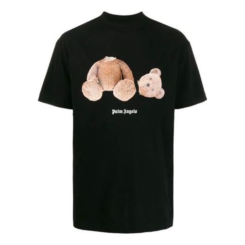 تيشيرت Palm Angels Bear بأكمام قصيرة للرجال باللون الأسود PMAA001R21JER0011060