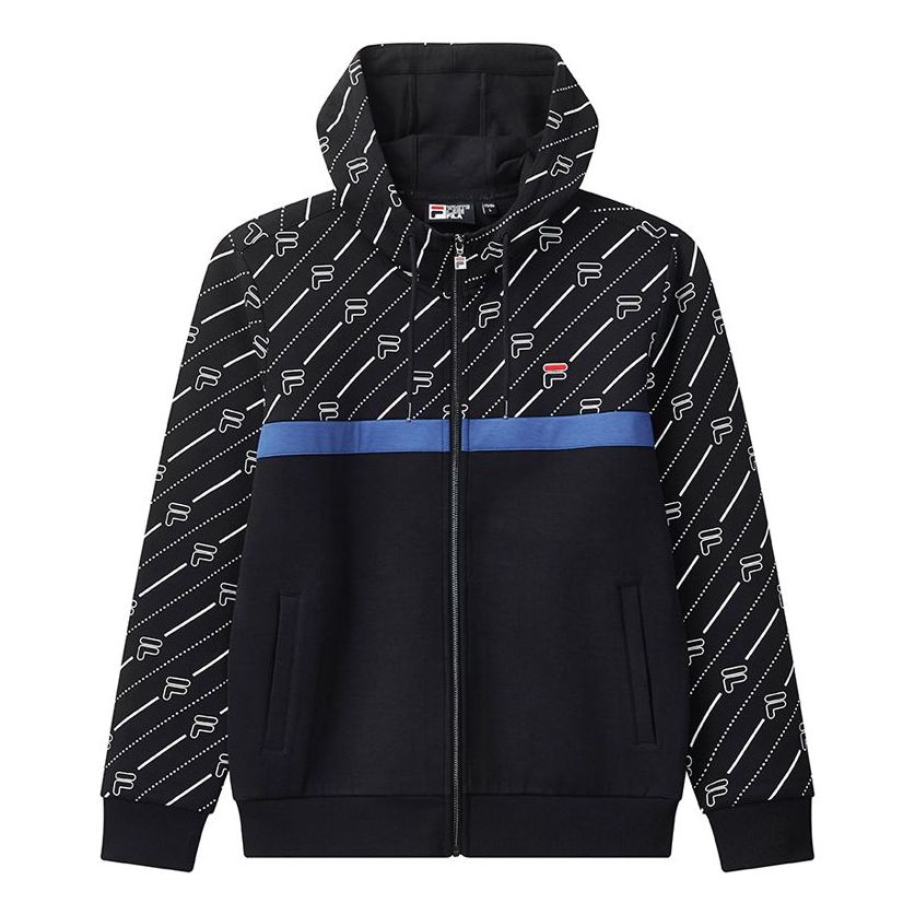 FILA Full Print Splicing Sports Hooded Jacket Blue F11M048503F-NV