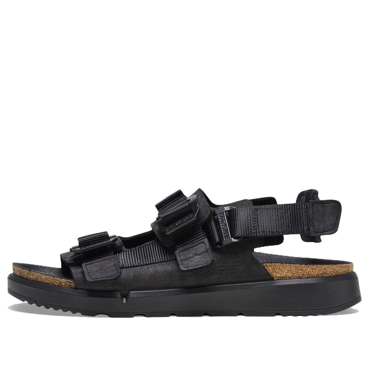 Birkenstock Shinjuku Natural Leather Textile Sandals 'Black' 1024599