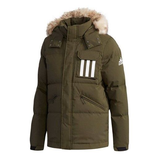 adidas originals hooded Sports Stay Warm Down Jacket Dark Green DT7918