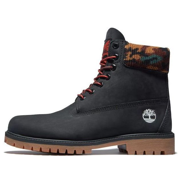 Timberland 6 Inch Premium Boot 'Black Nubuck with Camouflage Collar' A2KC3001