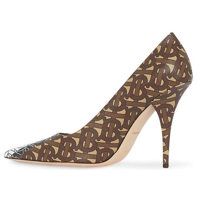 (WMNS) Burberry Elodie Monogram Print Pointed-toe Pumps 'Brown' 8018752