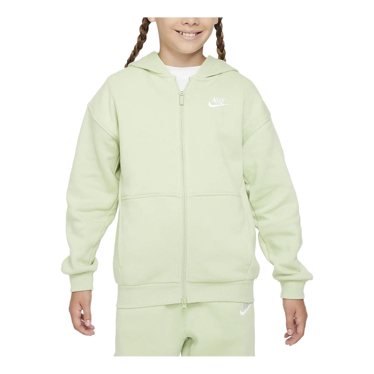(GS) Nike Sportswear Club Fleece Oversized Full-Zip Hoodie 'Honeydew' FD2931-343