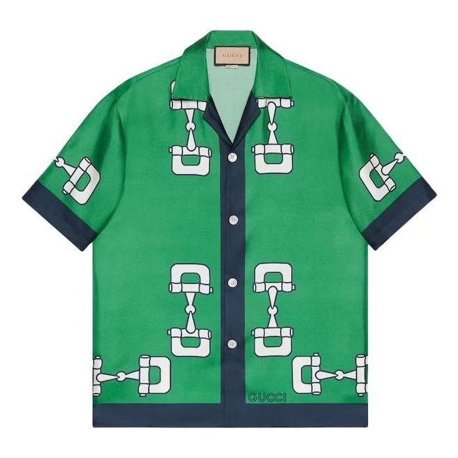 Gucci Horsebit Print Silk Shirt 'Green Blue' 782726-ZAQDV-3653