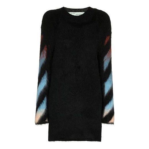 (WMNS) فستان أسود مطبوع محبوك أبيض OWHE009F18B740711088