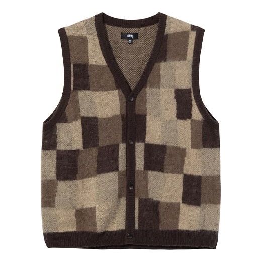 Stussy Wobbly Check Sweater Vest 'Brown' 217055
