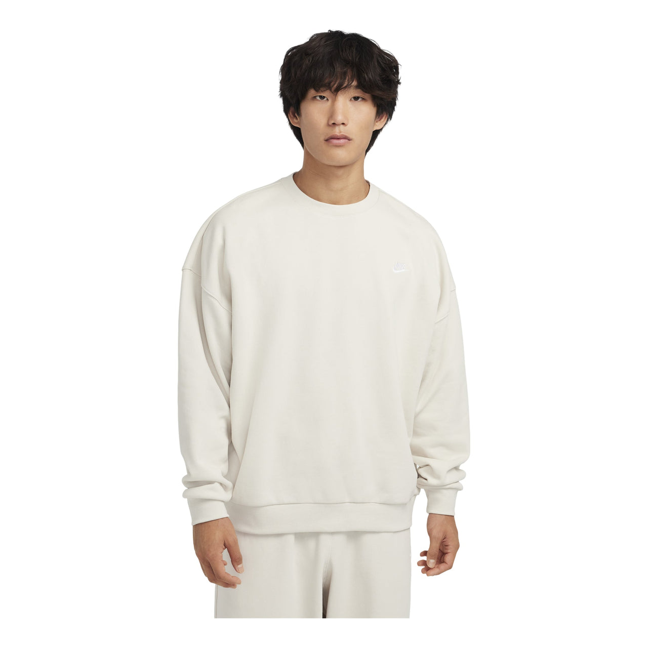 Nike Club Fleece Oversized French Terry Crew Top Asia Sizing 'Beige' HJ1820-104