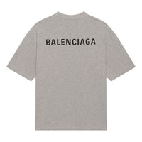 Men's Balenciaga FW21 Logo Printing Retro Short Sleeve Gray 612966TIVG51167