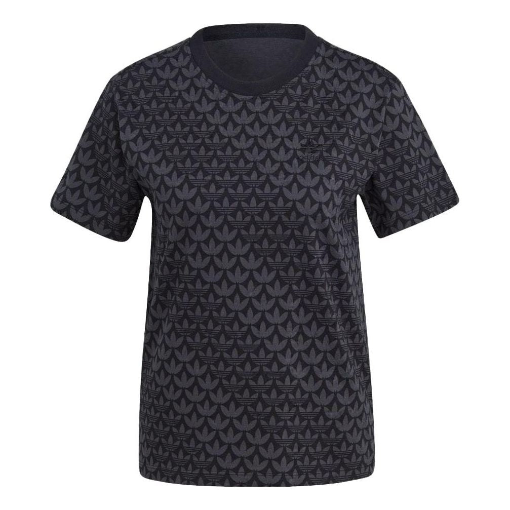(WMNS) adidas Trefoil Monogram Tee Asia Sizing 'Black' II3180