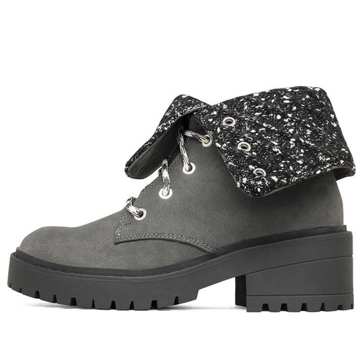 (WMNS) Skechers Teen Spirit Knit Buzz Ankle Boot 'Black Charcoal' 167059-BKCC