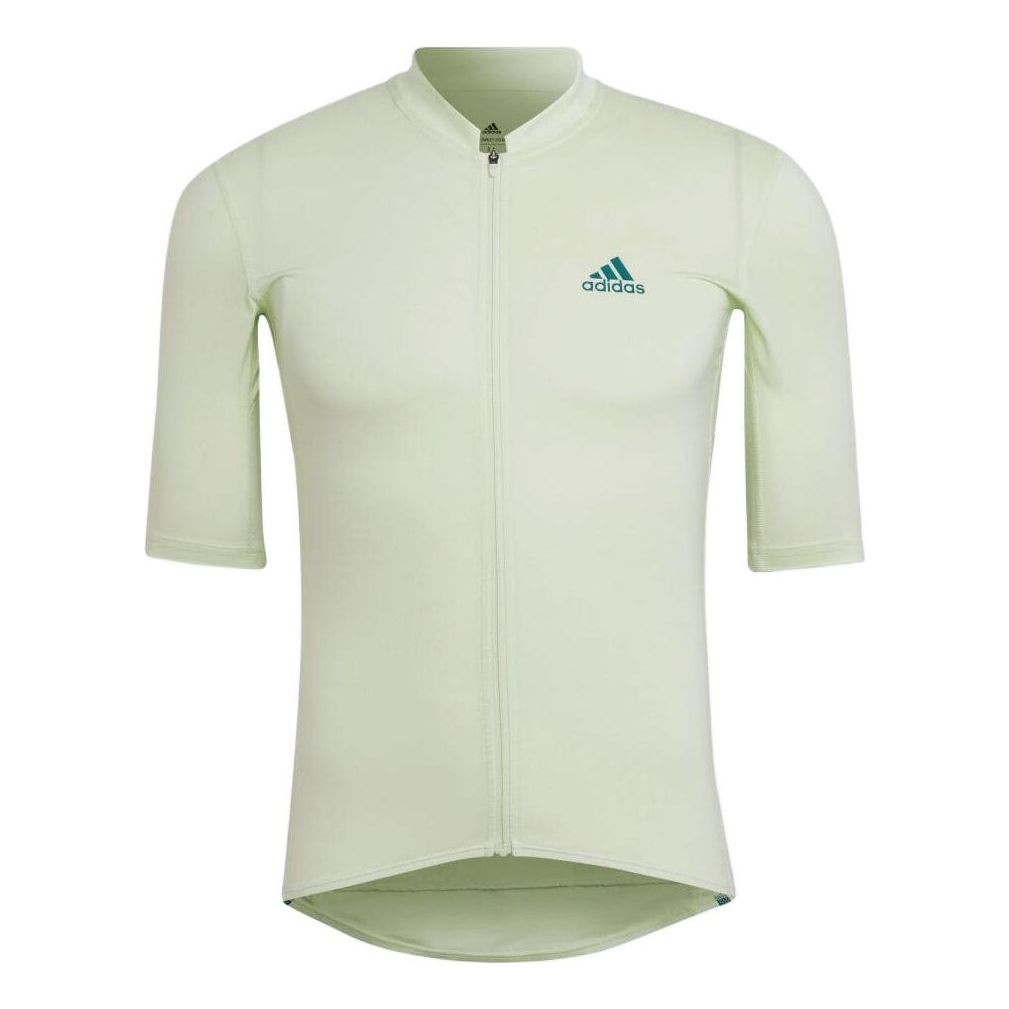 Men's adidas Logo Printing Stripe Zipper Half Sleeve Creamy White T-Shirt H62208