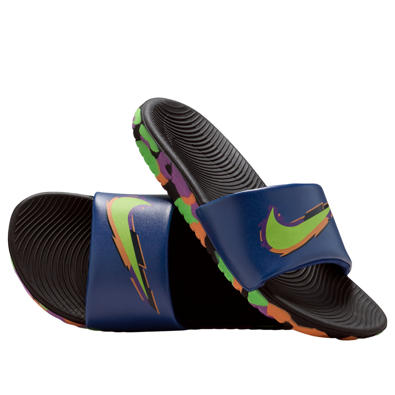 (GS) Nike Kawa Slide SE 'Black Blue Void Green Strike' IM5714-001