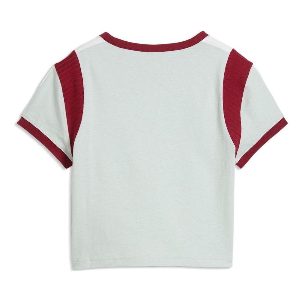 (WMNS) PUMA Graphics Ringer Baby T-Shirt 'Creme De Mint Garnet Glow' 636621-29