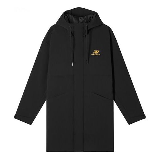 New Balance Casual Lifestyle Long Jacket Asia Sizing 'Black Yellow' AMJ11337-BK
