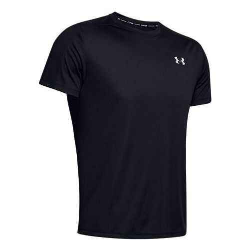 Men's Under Armour Stride Side Alphabet Running Short Sleeve Black 1346551-001