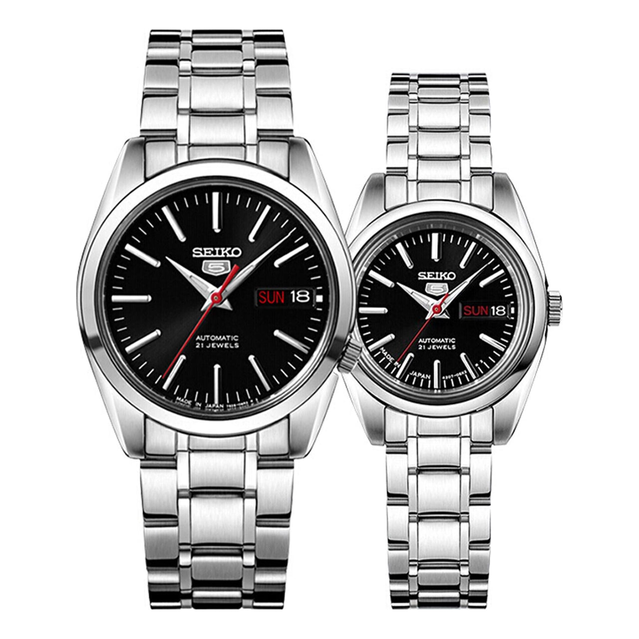 SEIKO Unisex Mechanical Black/Silver SNKL45J1+SYMK17J1