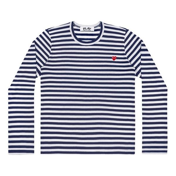 (WMNS) COMME des GARCONS PLAY Striped Long Sleeves Tee 'Navy' AZ-T207-051-1