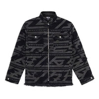 Li-Ning BADFIVE Series Full Print Loose Washed Denim Jacket 'Black Grey' AJDS037-1