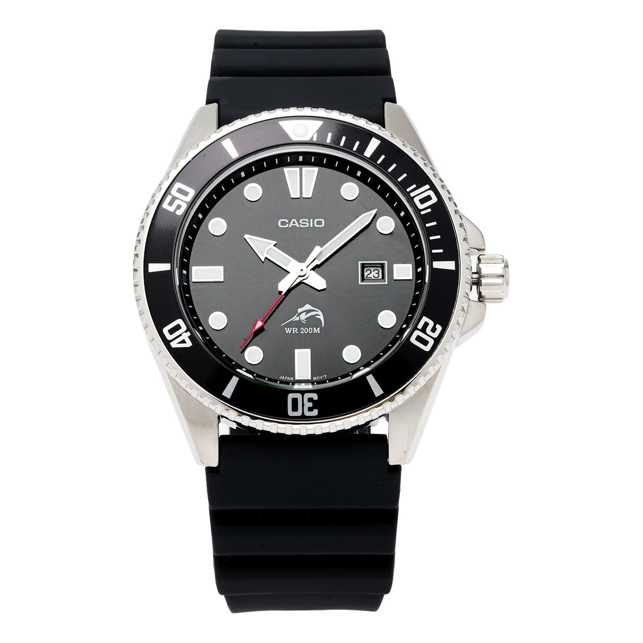 CASIO Sports Waterproof Mens Black Analog MDV106-1AV