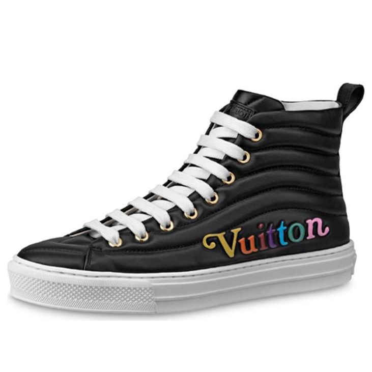 (WMNS) LOUIS VUITTON LV Stellar Calfskin High-Top Sports Shoes Black 1A5C5Y
