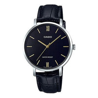 CASIO Leather Band Waterproof Quartz Black Analog LTP-VT01L-1B