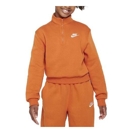 (GS) Nike Sportswear Club Fleece 1/2-Zip Long-Sleeve Top 'Orange' FD2930-893