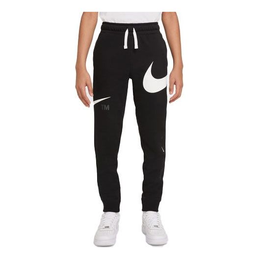 (GS) Nike بنطال رياضي محبوك مطبوع عليه شعار كبير للأولاد باللون الأسود DD8721-010