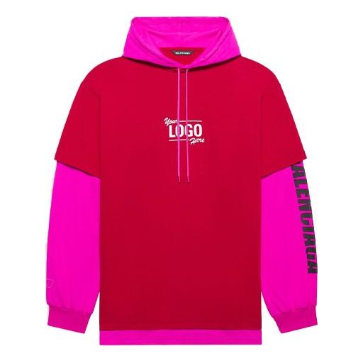 Balenciaga SS21 hooded Splicing Long Sleeves Unisex Pink Red 657037TKV826295