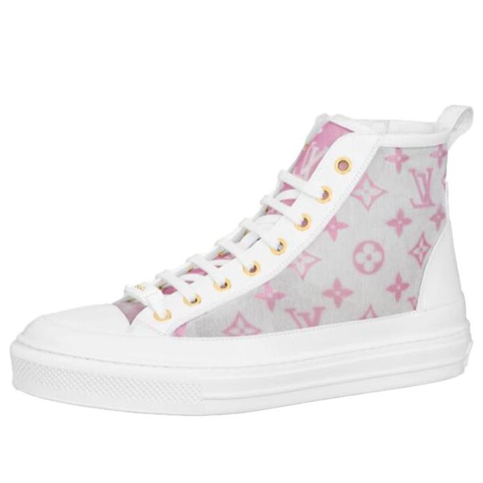 (WMNS) حذاء رياضي Stellar Ankle من LOUIS VUITTON باللون الرمادي والوردي والأبيض 1A8NKH