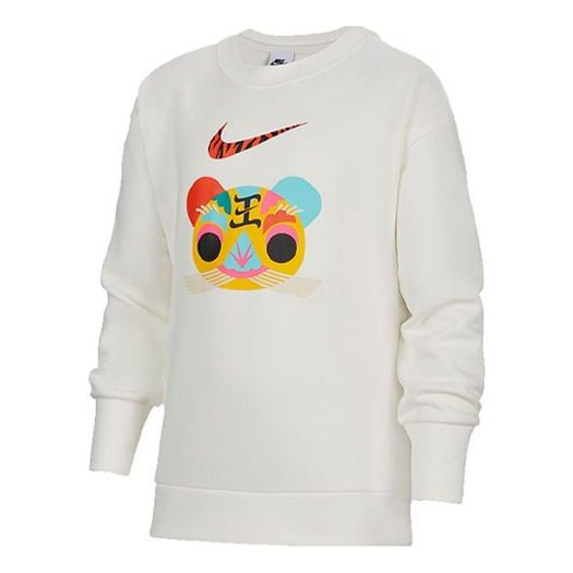 (GS) Nike CNY New Year's Edition Fleece Stay Warm Round Neck Pullover Boys White DR1855-133