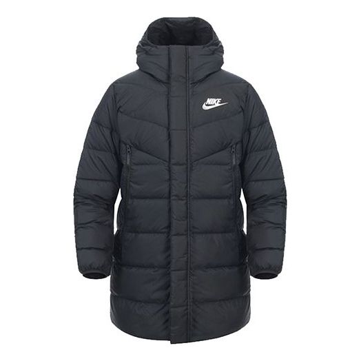 Men's Nike Casual Stay Warm Logo Mid-Length Hooded With Down Feather Jacket Black AO8915-010