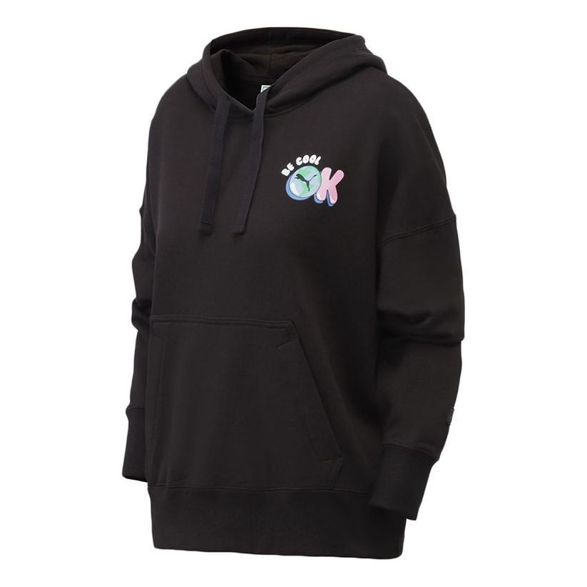 (WMNS) PUMA Downtown Graphic Hoodie 'Black Blue Pink' 531437-01