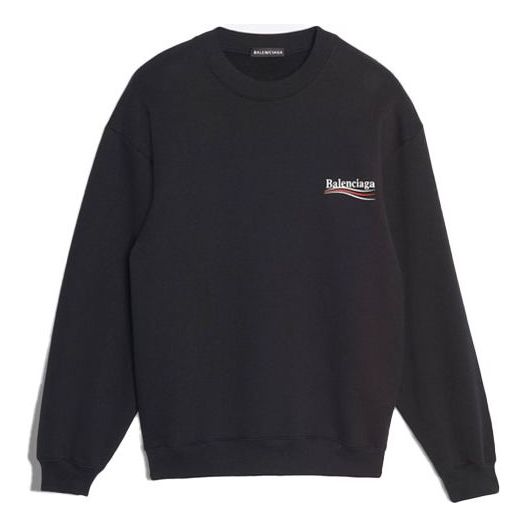 Men's Balenciaga Logo Printing Long Sleeves Black 556147TBV141000