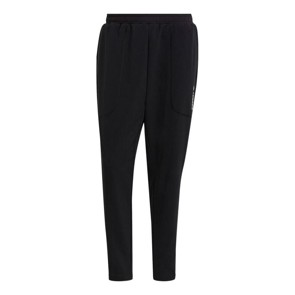 Men's adidas Solid Color Alphabet Loose Sports Pants/Trousers/Joggers Black GM4771