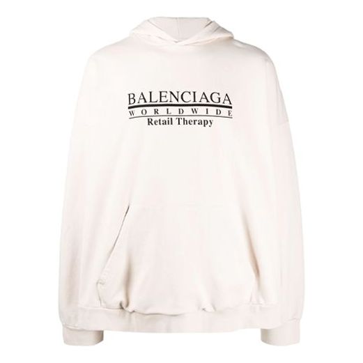 Balenciaga Worldwide Logo Popover Hoodie 'Chalky White Black' 674986TLVA99054