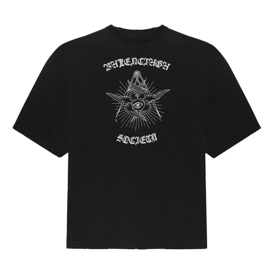 Men's Balenciaga Printing Large Short Sleeve Black 641614TJV781000