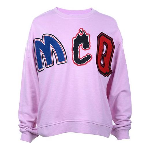 (WMNS) Alexander McQueen Embroidered Alphabet Round Neck Hoodie 'Pink' 472273-RMJ16-5555