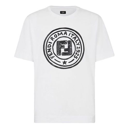 Men's FENDI Series Pattern Short Sleeve White FY0936ACNIF0QA0