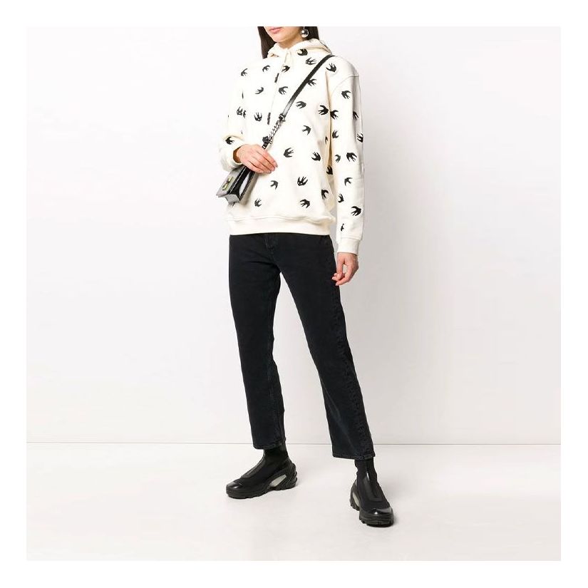 McQ Alexander McQueen Beige Swallow Pattern hooded Long Sleeves Hoodie Beige 481637-ROR61-9089