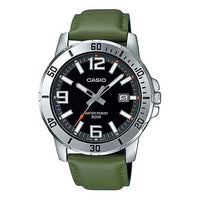 CASIO Leather Band Waterproof Business Style Men Mens Green Analog MTP-VD01L-3BV