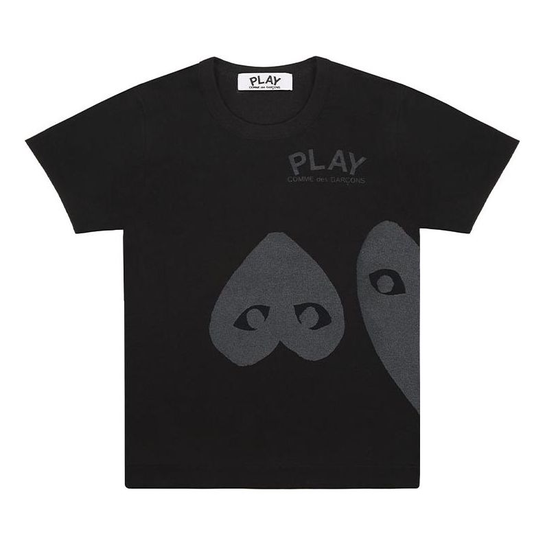 (WMNS) COMME des GARCONS PLAY Upside Down Three Hearts Tee 'Black Black' AZ-T195-051-1