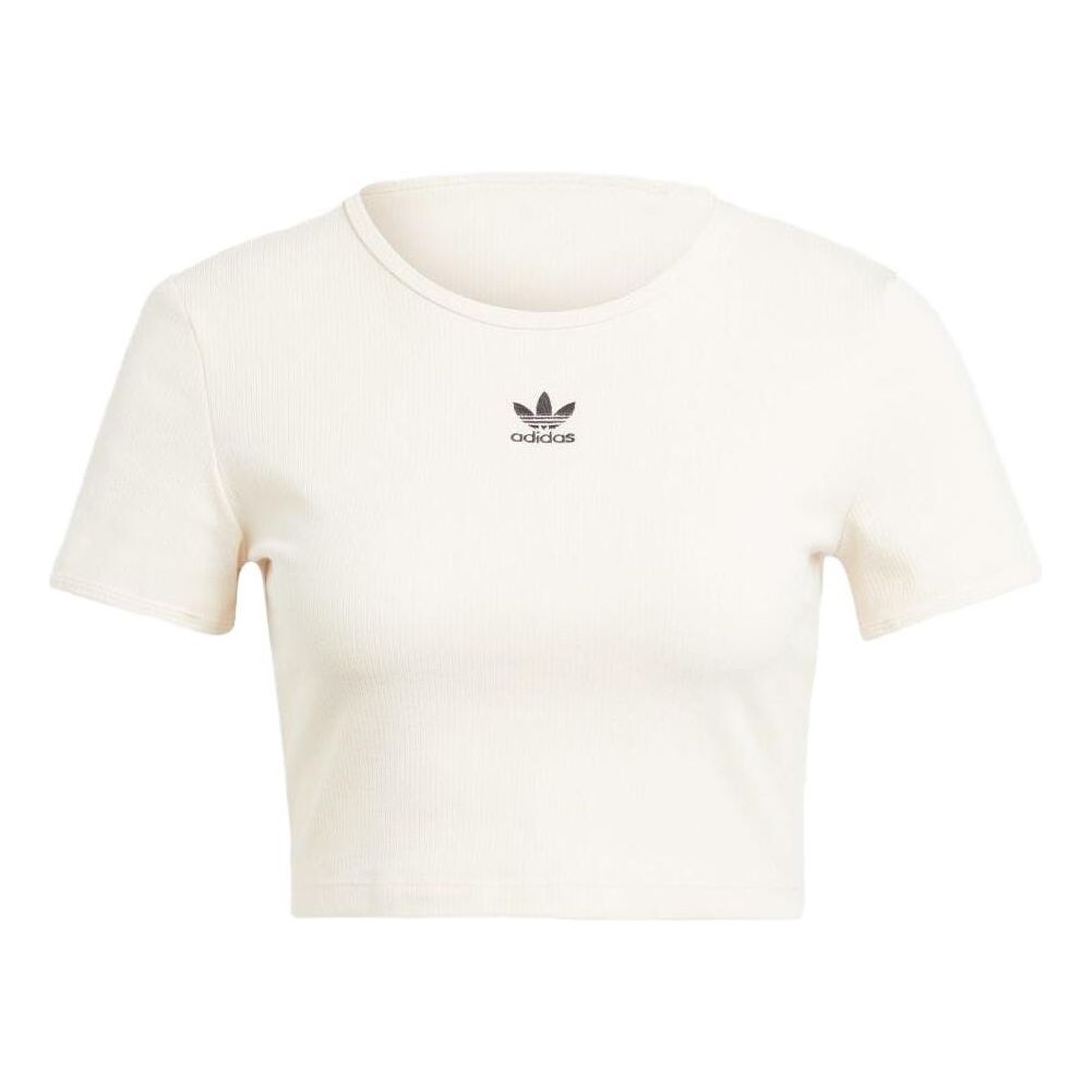 (WMNS) adidas originals Essentials Rib Tee 'White' IJ7804
