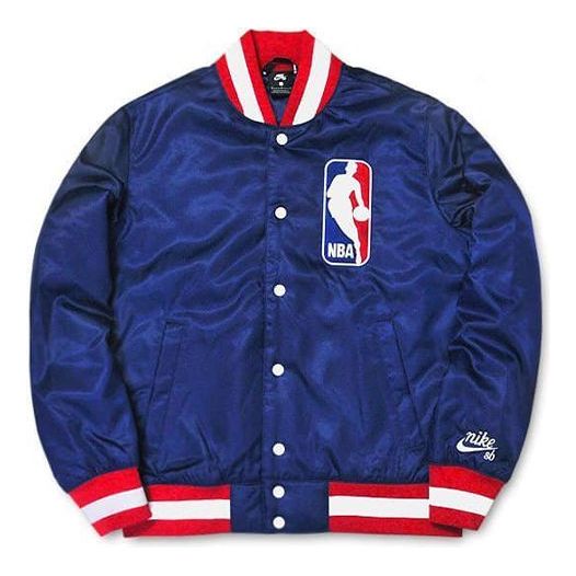جاكيت بيسبول رياضي كاجوال من Nike SB x NBA Bomber Crossover Skateboard باللون الأزرق AH3393-455