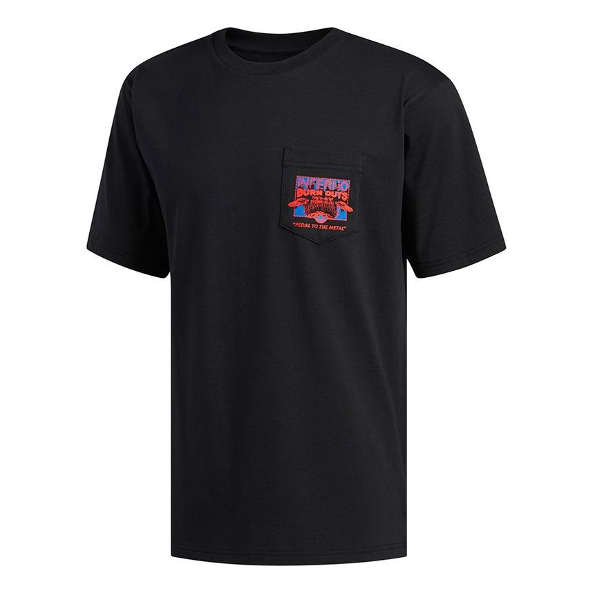 adidas originals Casual Sports Pocket Round Neck Short Sleeve Black FM7304