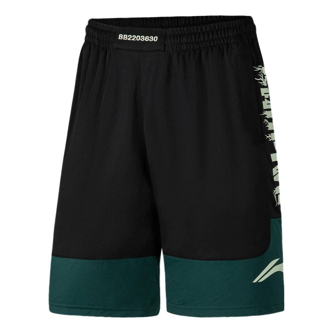 Li-Ning BadFive Logo Basketball Shorts 'Black Teal' AAPS031-12