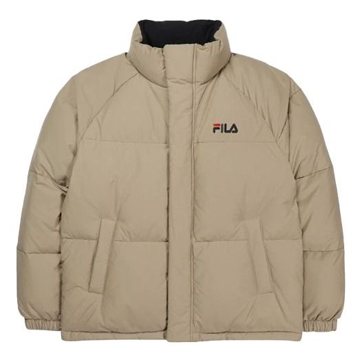 FILA Stay Warm Sports Stand Collar Reversible Down Jacket Couple Style Beige FS2DJC4103X-NBG