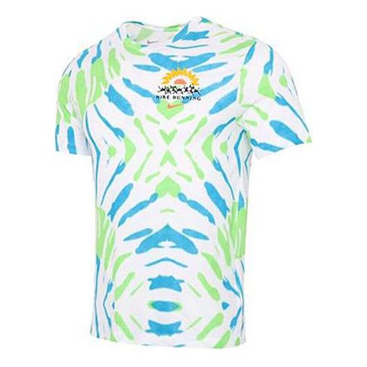 Nike Dri-fit Quick Dry Knit Printing Sports Short Sleeve White CZ9892-100