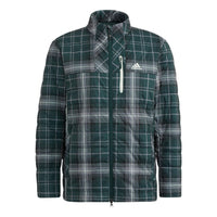 adidas Tartan Check Padded Jacket 'Green Teal' HG8218