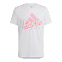 Men's adidas Logo Printing Round Neck Short Sleeve White T-Shirt HM3830