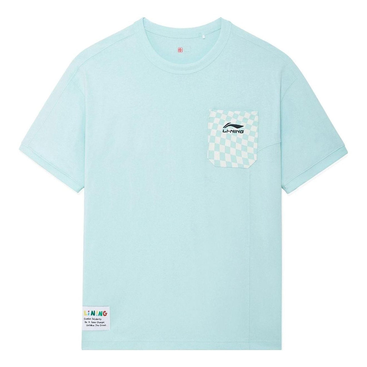 Li-Ning x Rooovie Checkerboard Pocket T-shirt 'Light Blue' AHSSB57-2